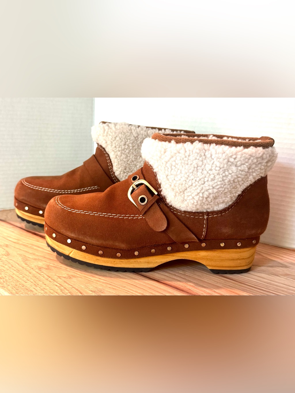 Free People Oak Clog Boots In Tan Suede.